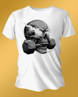 Polo Blanco Regular Fit Calavera con Pesa BN