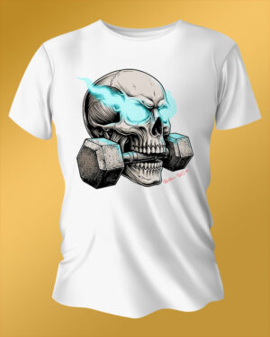 Polo Blanco Regular Fit Calavera con Pesa CL
