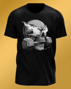 Polo Negro Regular Fit Calavera con Pesa BN