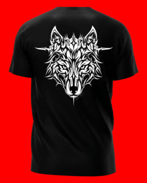 Polo Negro Regular Fit Rostro Lobo