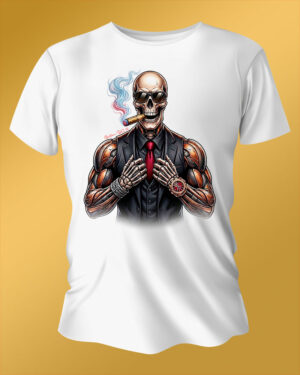Polo Blanco Regular Fit Calavera Cigarro CL