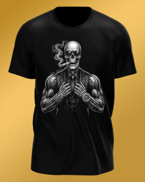 Polo Negro Regular Fit Calavera Cigarro BN