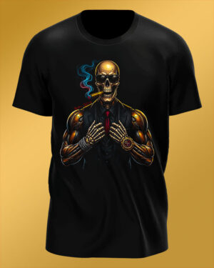 Polo Negro Regular Fit Calavera Cigarro CL