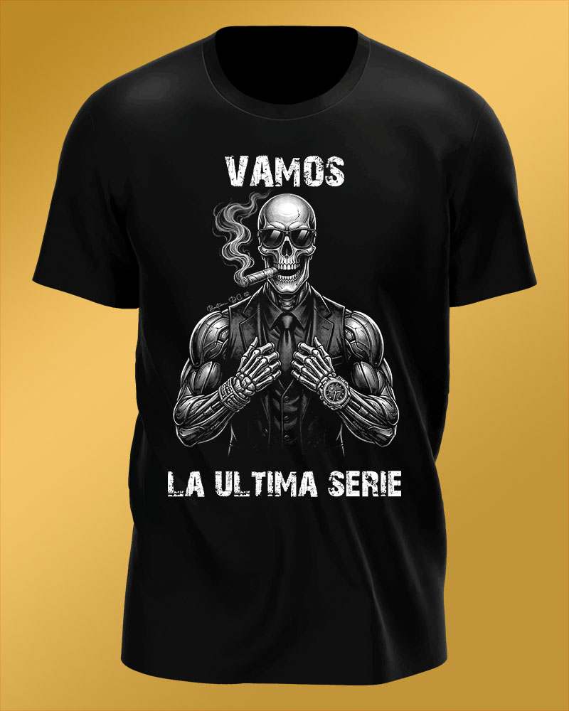 Polo Negro Regular Fit Calavera Cigarro BN La Ultima Serie